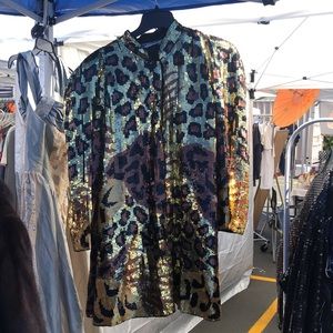 Final price! Extraordinary tiger print vintage beaded sequin jacket size xxl